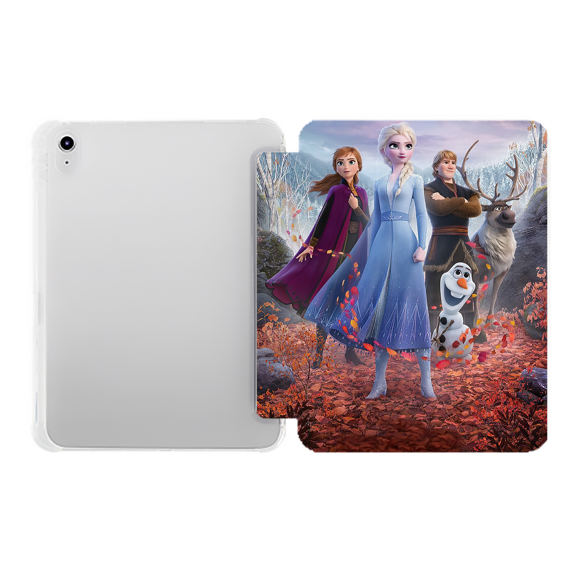 （画像用） アナと雪の女王 アンナ エルサ Frozen Anna Elsa IPad ケース ペン収納付き 三つ折りスタンド PUレザー×シリコン 対応機種9.5/10.5/10.9インチ